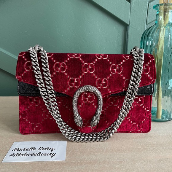 Gucci Handbags - NEW Gucci Dionysus Small Velvet Flap Bag Red